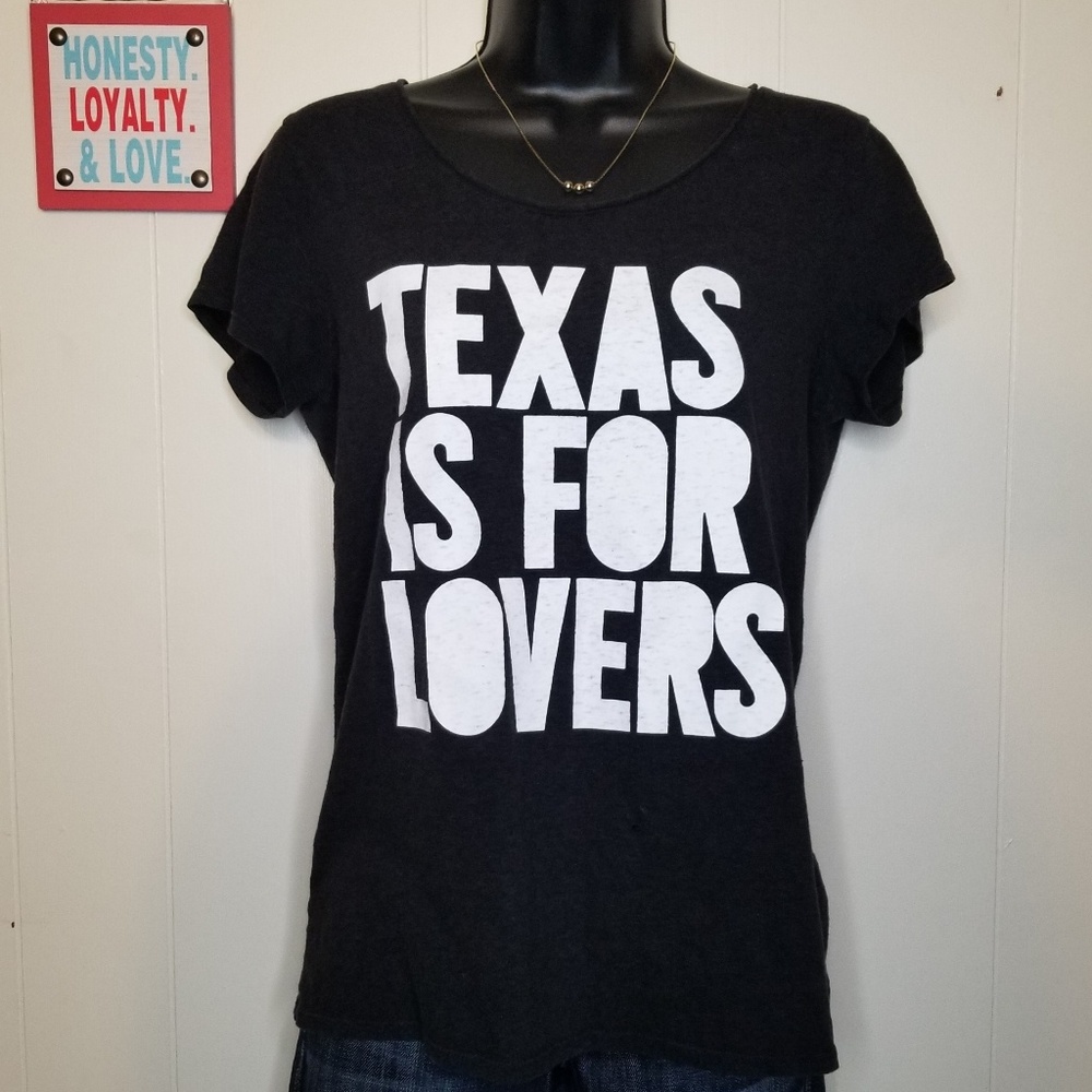 VS Texas Is For Lovers Black Burnout Shirt Top